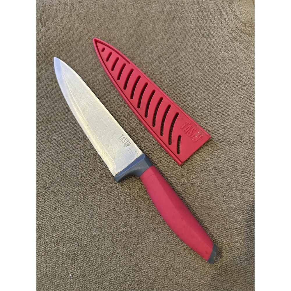 Tasty Sandwich Knife 8" Red Stainless Edge With Sheath Grip Handle (TD)
